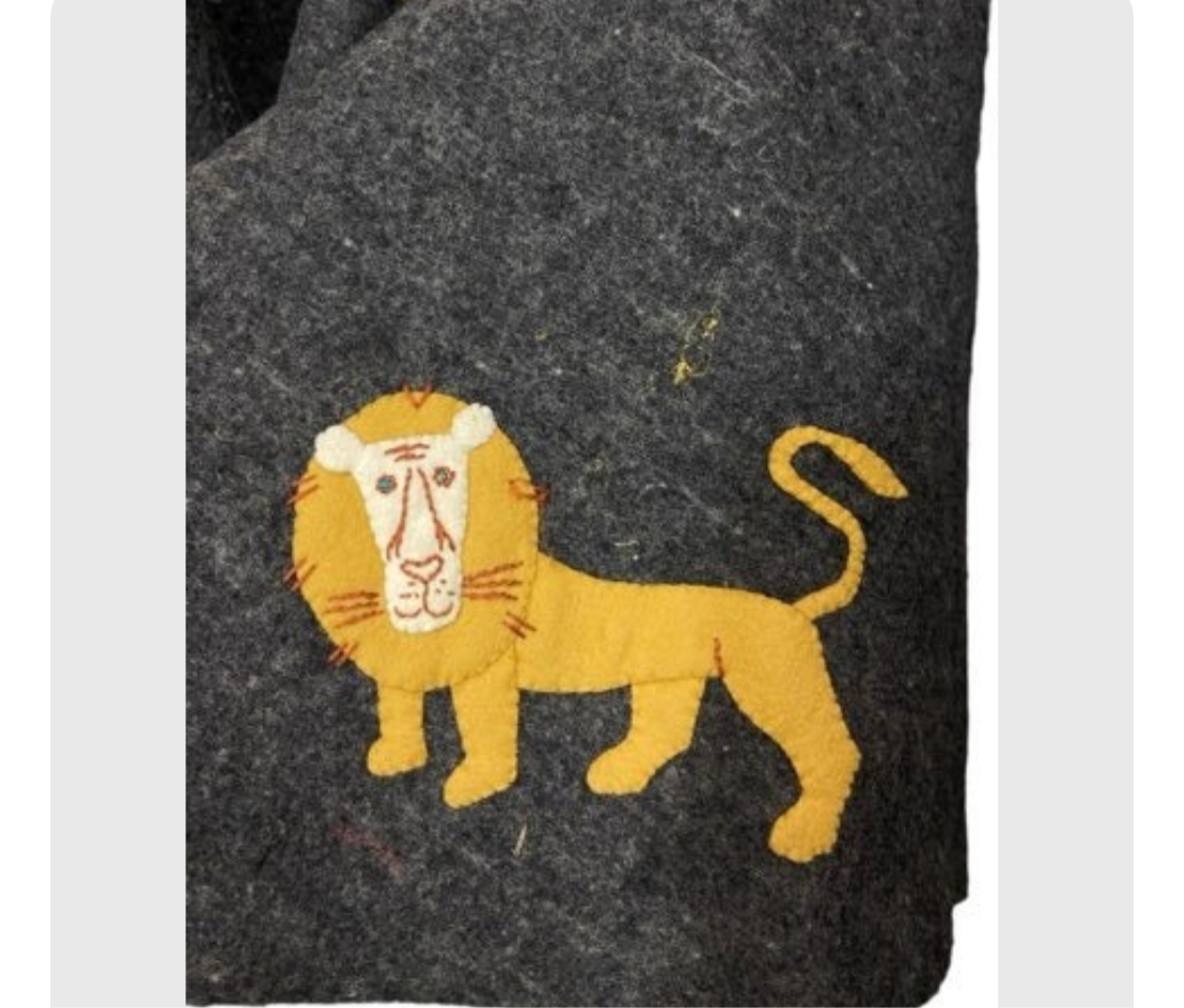 50's Felt Circle Skirt with African Safari Motif Appliqués