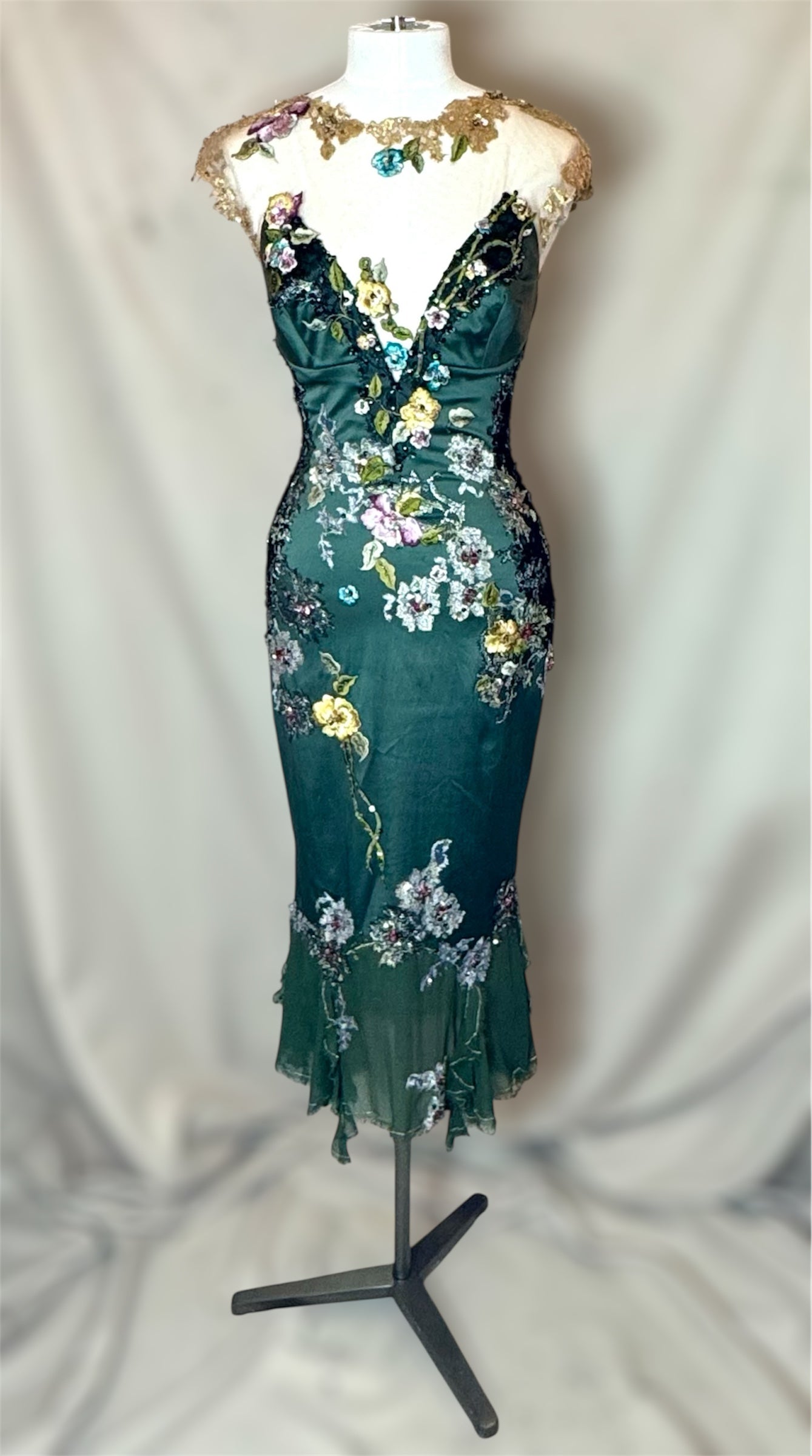 Vintage Deadstock y2k Mandalay green dress sz 6