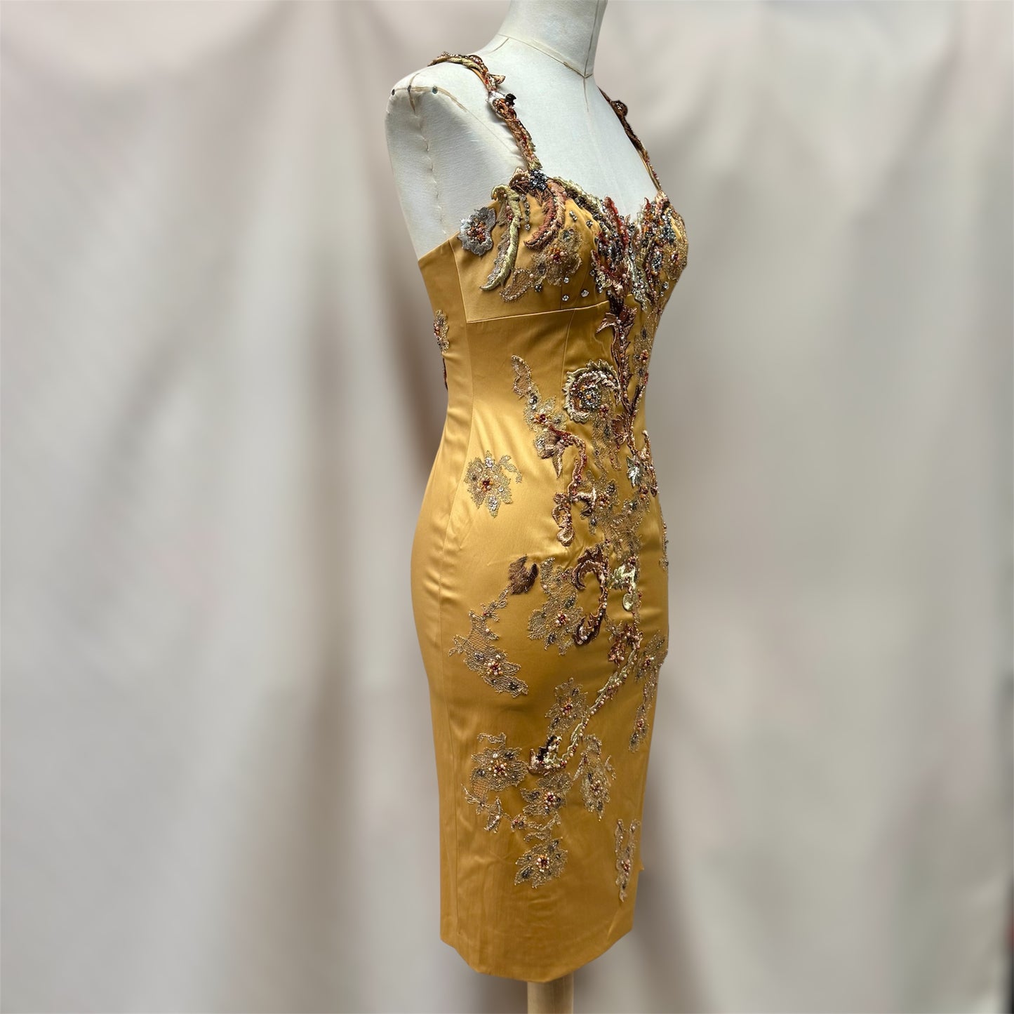 Vintage Y2K Deadstock Mandalay Satin Beaded Dress