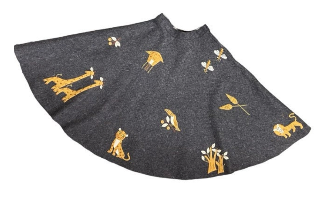 50's Felt Circle Skirt with African Safari Motif Appliqués