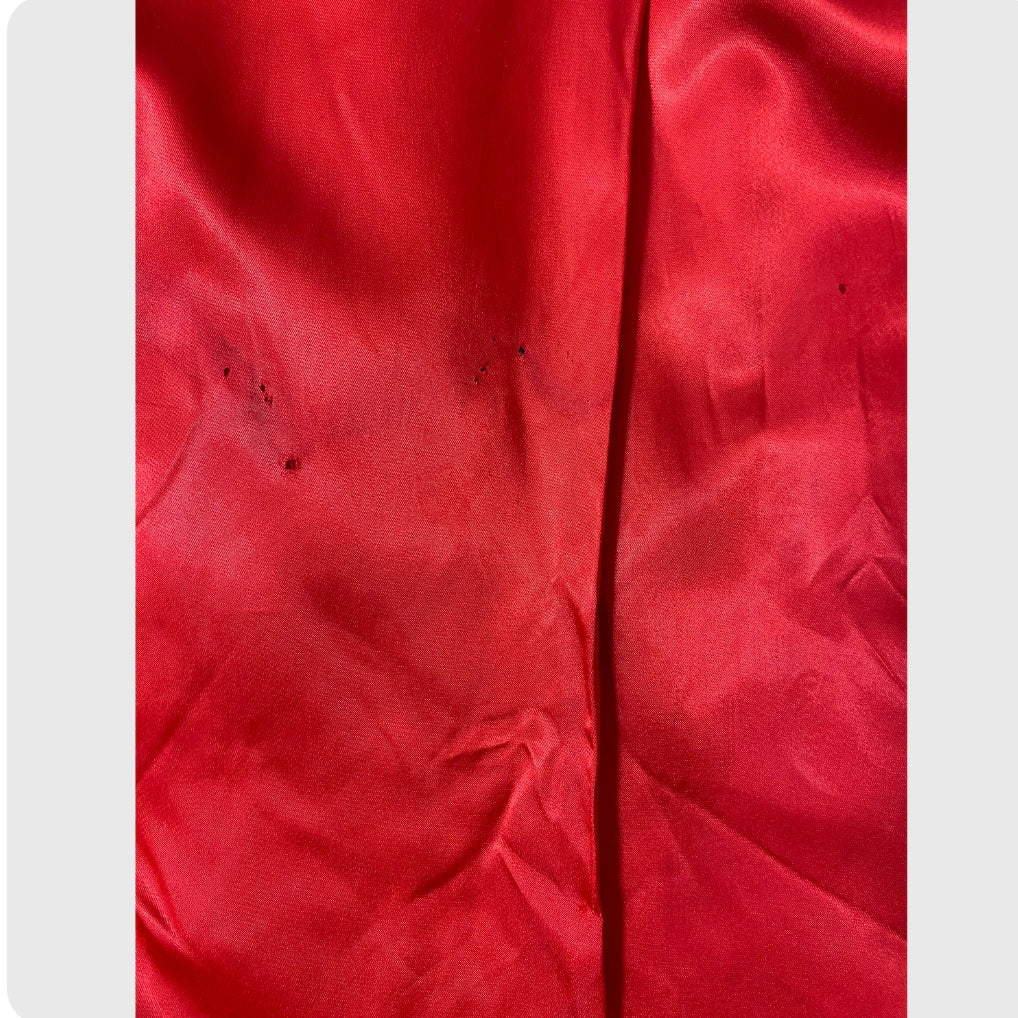 50’s Red Wool Chimayo Poncho Style Jacket with Fringe Trim