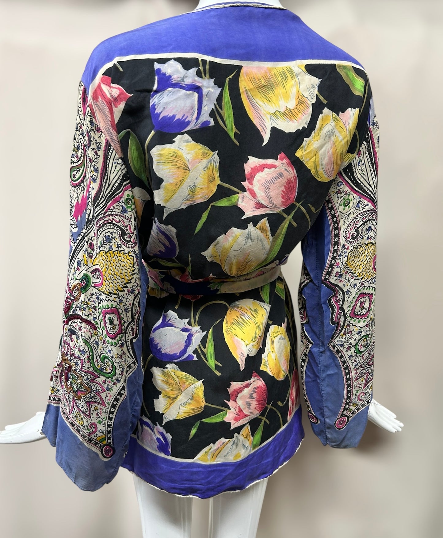 1970s Kimono-Style Top Made from 1940s Silk Scarves