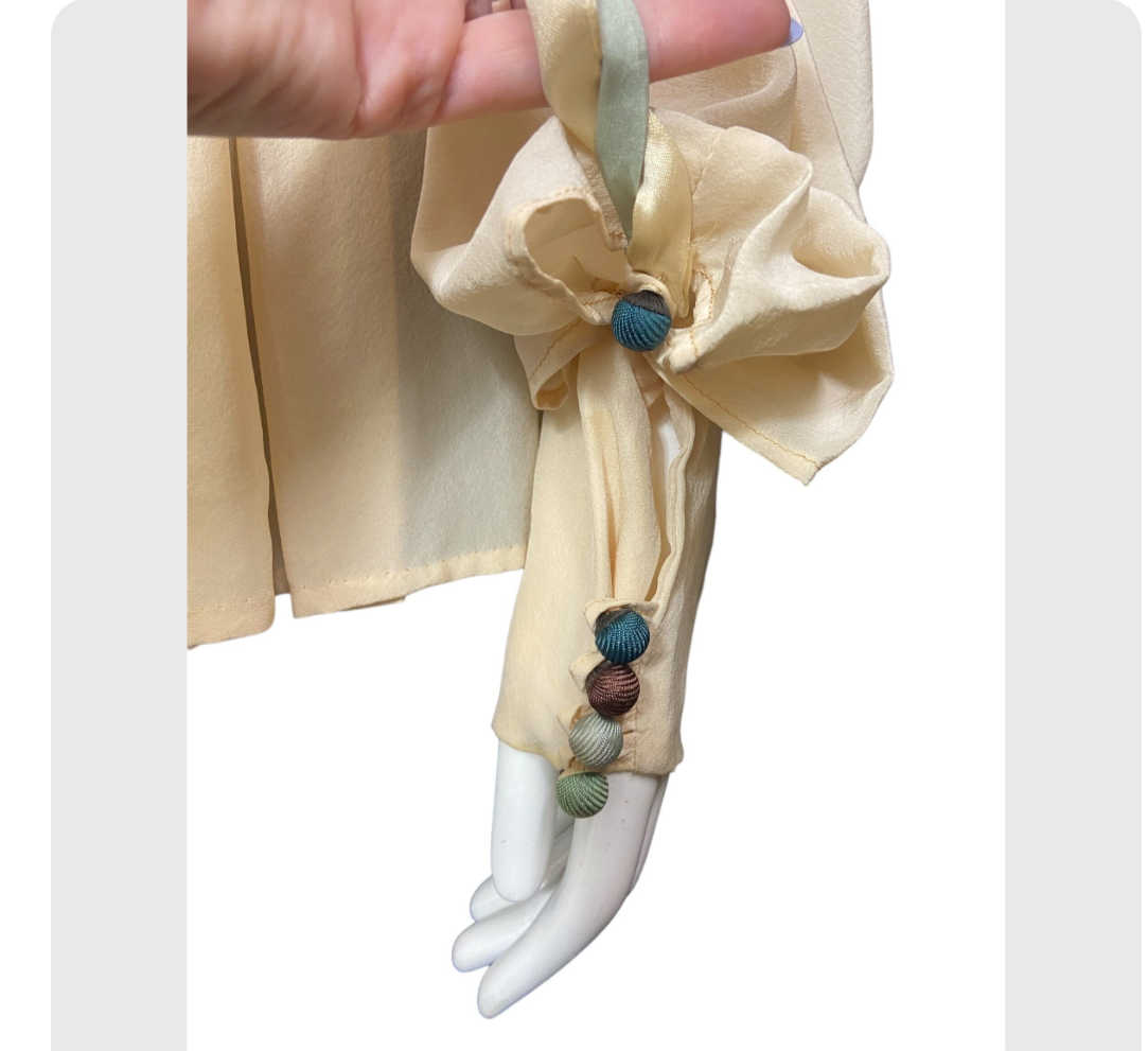 70’s Galiane for Saks Silk Blouse with Renaissance Inspired Details