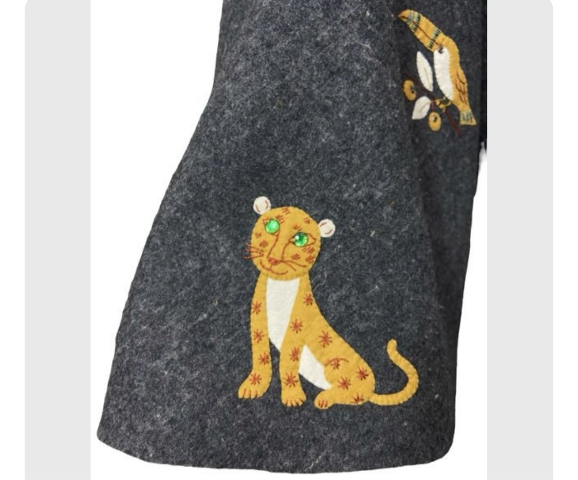 50's Felt Circle Skirt with African Safari Motif Appliqués