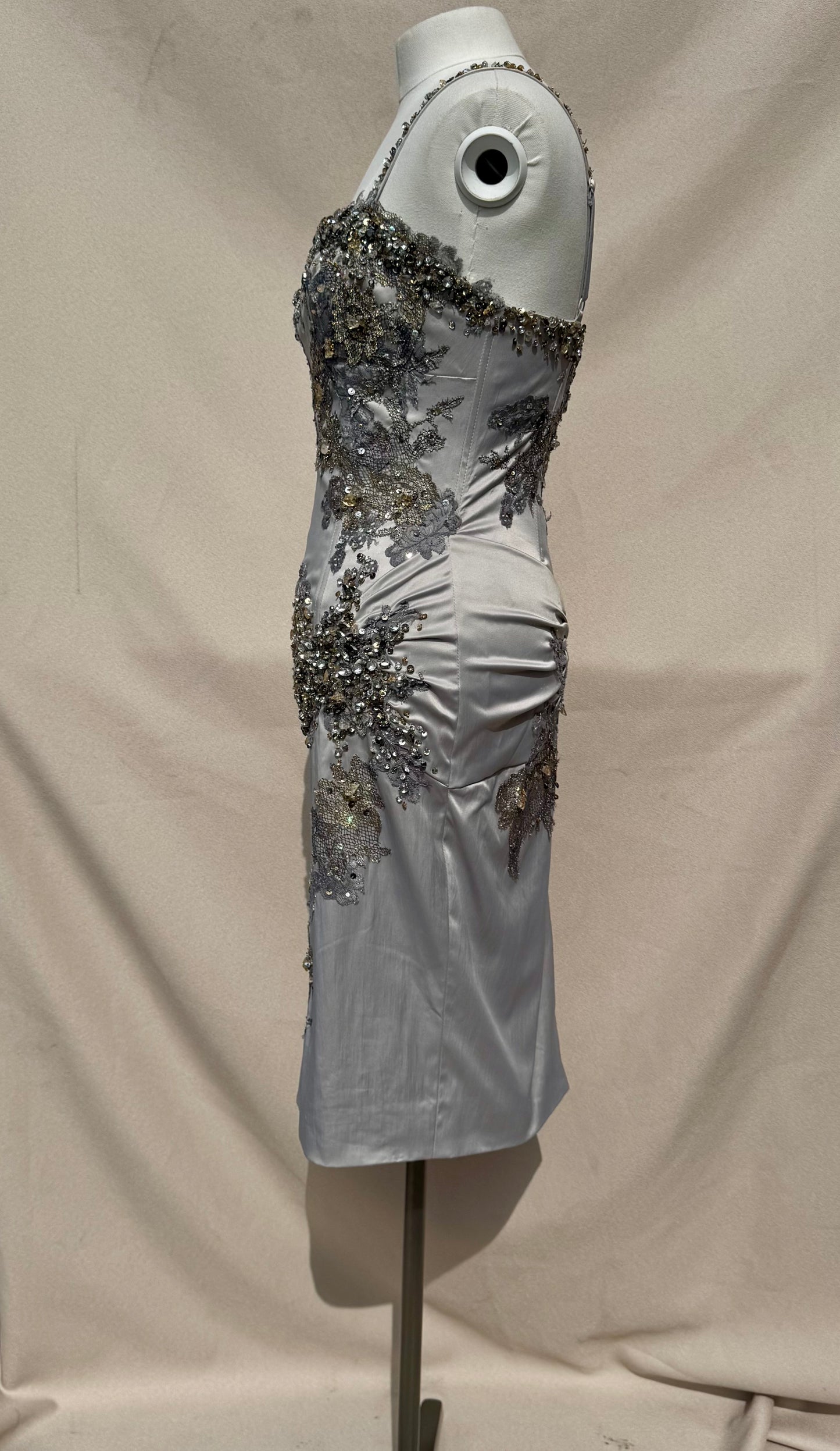 Y2K Deadstock Mandalay dove gray Midi Dress – Size 4