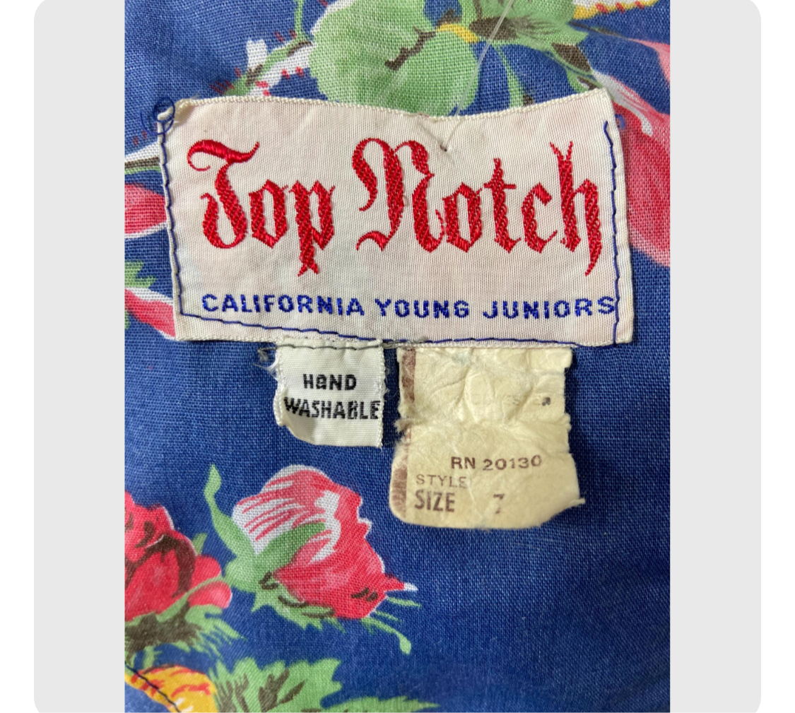 70’s Floral Cotton Maxi-Dress with Short Sleeves and Swiss Waist