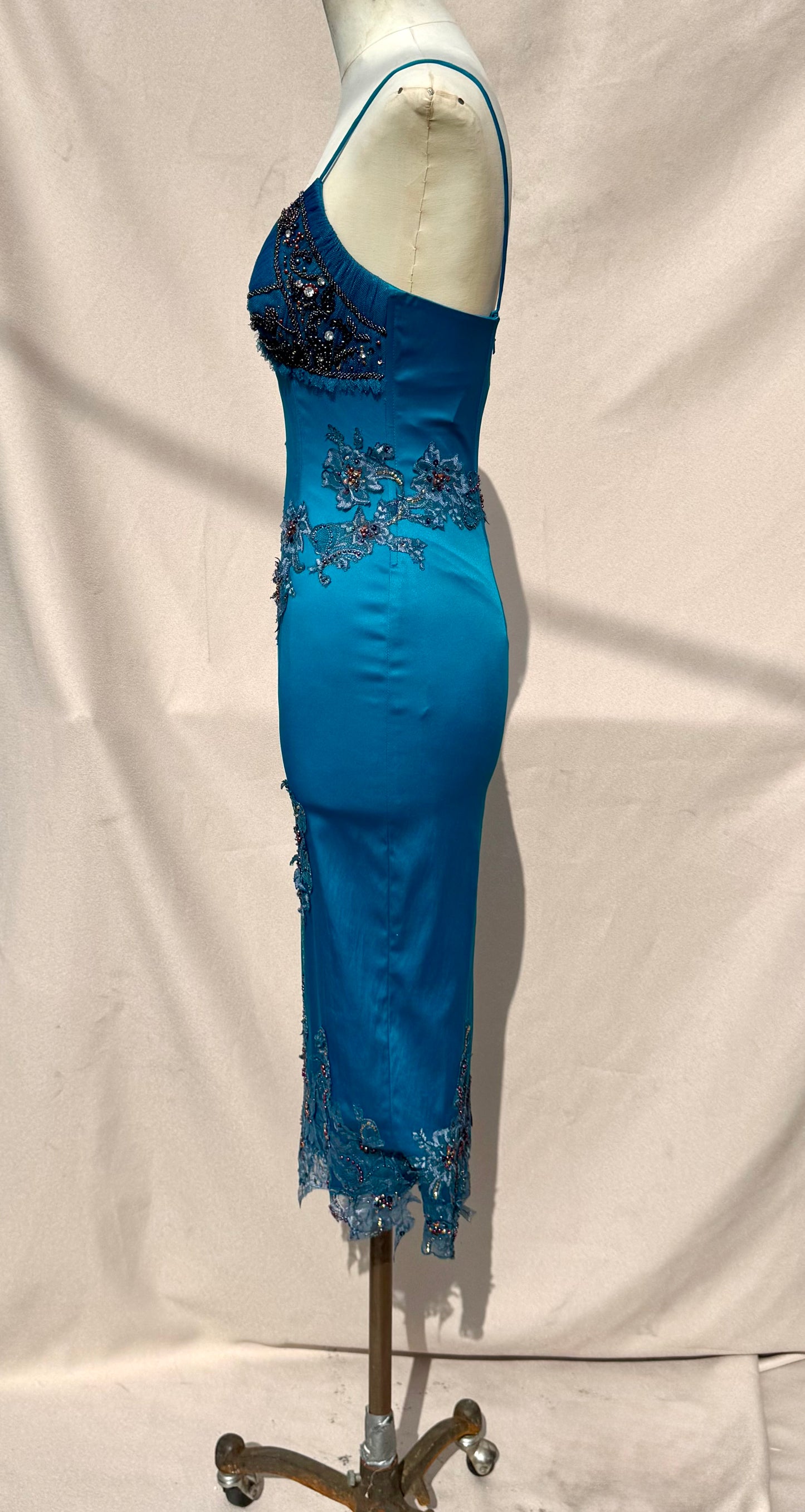 Y2K Deadstock Mandalay blue Midi Dress – Size 6