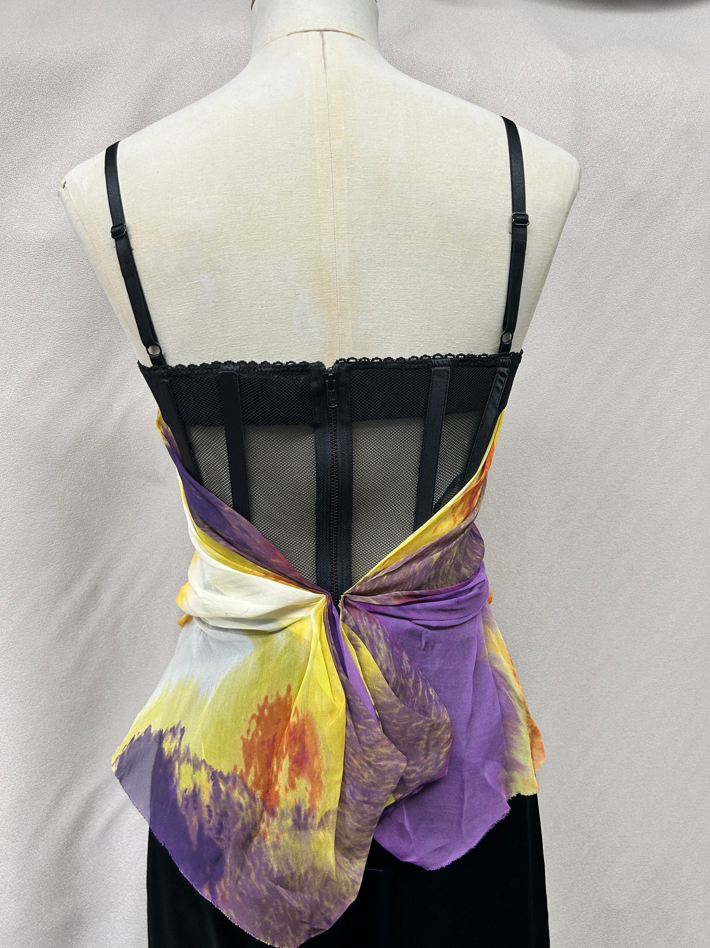 Y2K Deadstock Mandalay Silk Drape Corset Top