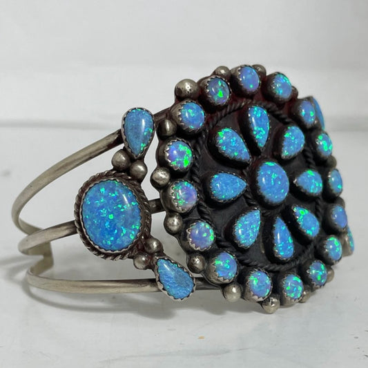 Cluster opal silver cuff