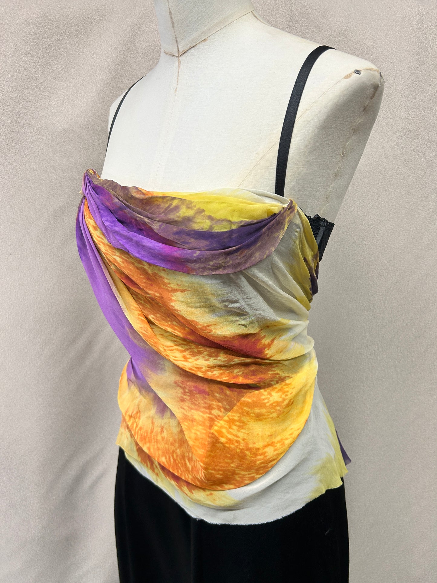 Y2K Deadstock Mandalay Silk Drape Corset Top