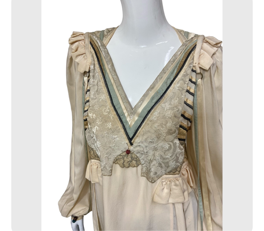 70’s Galiane for Saks Silk Blouse with Renaissance Inspired Details