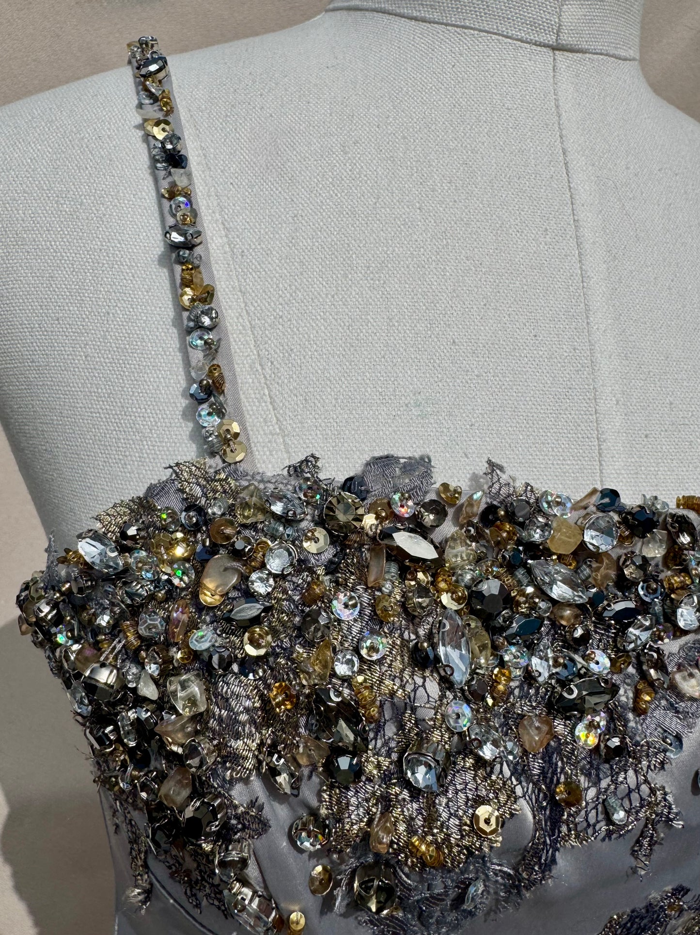 Y2K Deadstock Mandalay dove gray Midi Dress – Size 4