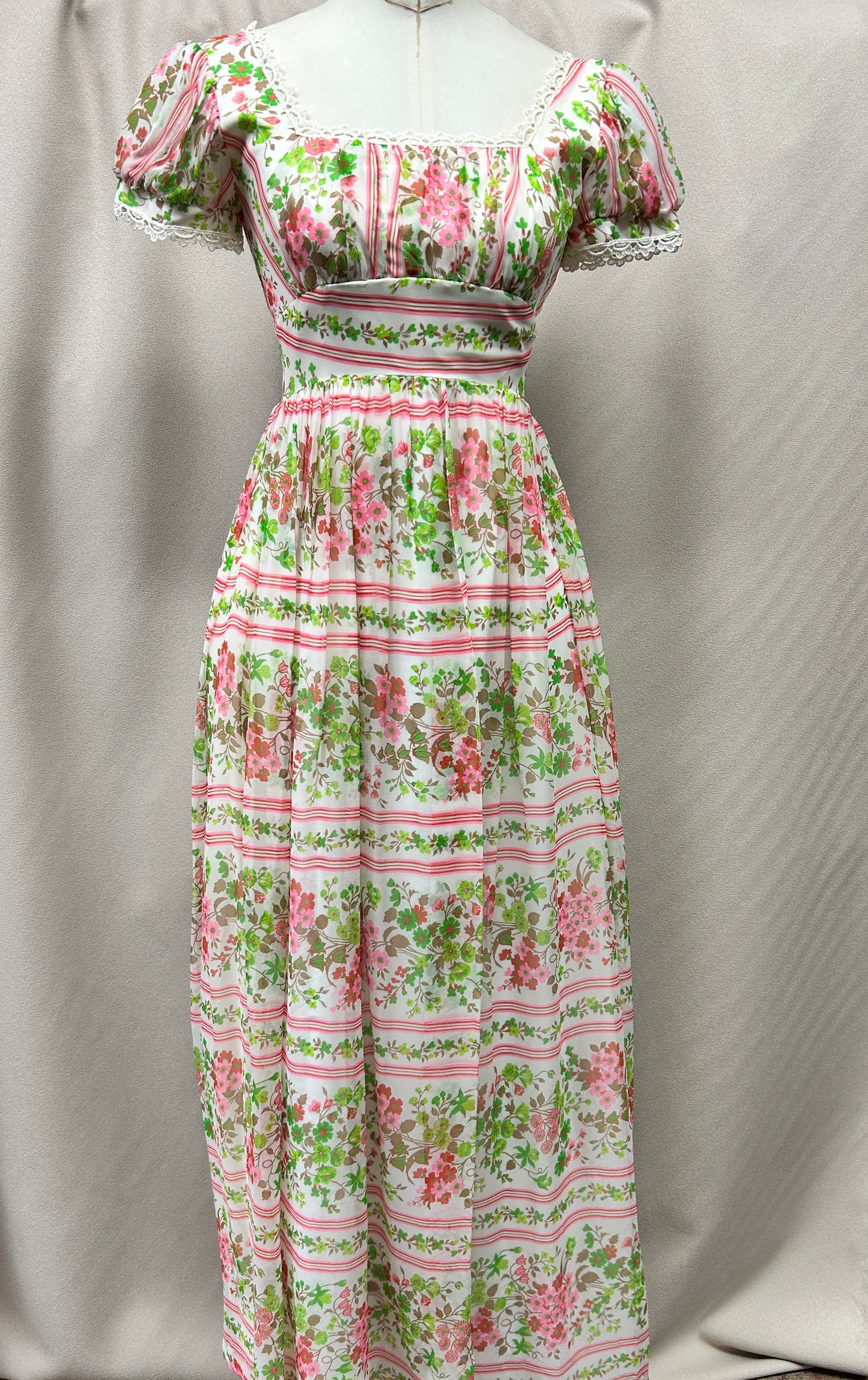 Vintage Regency Revival Floral Maxi Dress – Bridgerton-Inspired Romance