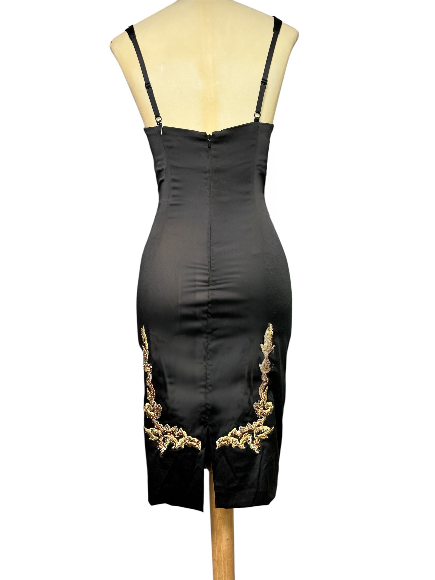 Deadstock Mandalay Beaded Brocade Dress — Black & Gold | Size 6