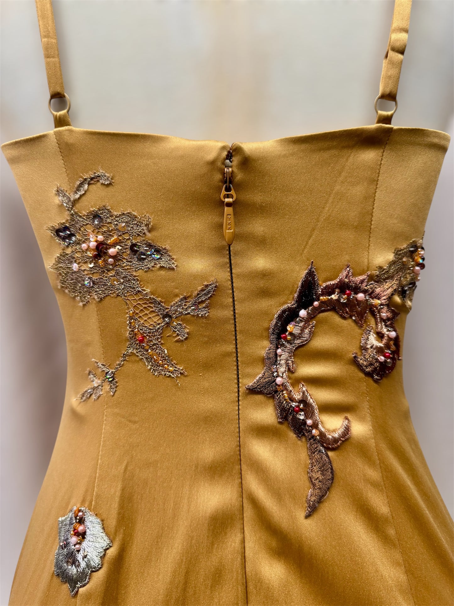 Vintage Y2K Deadstock Mandalay Satin Beaded Dress