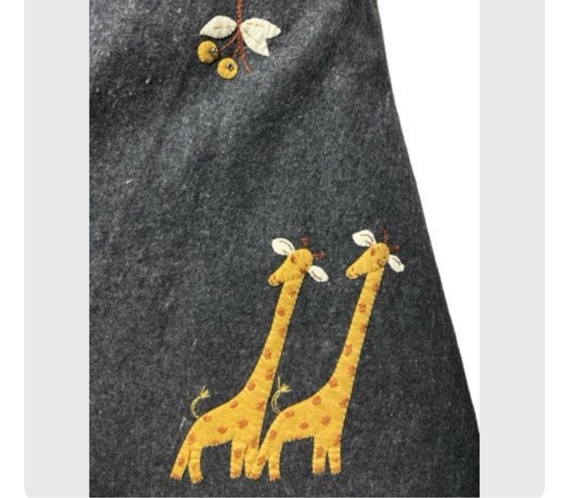50's Felt Circle Skirt with African Safari Motif Appliqués