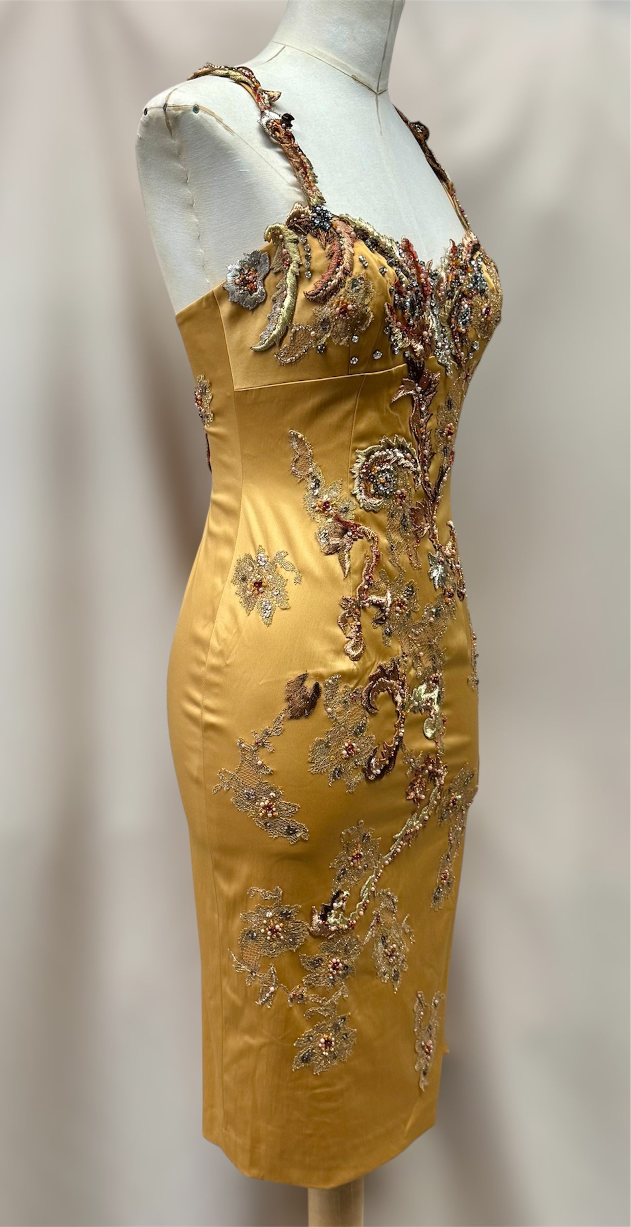 Vintage Y2K Deadstock Mandalay Satin Beaded Dress