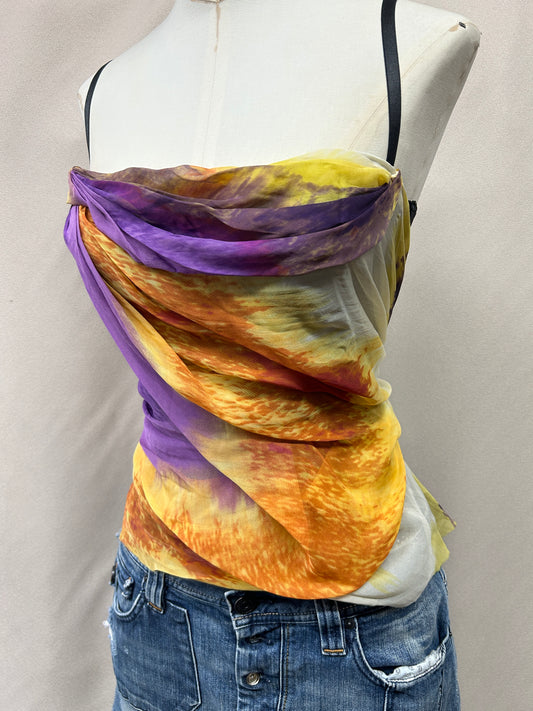 Y2K Deadstock Mandalay Silk Drape Corset Top (sz 10)