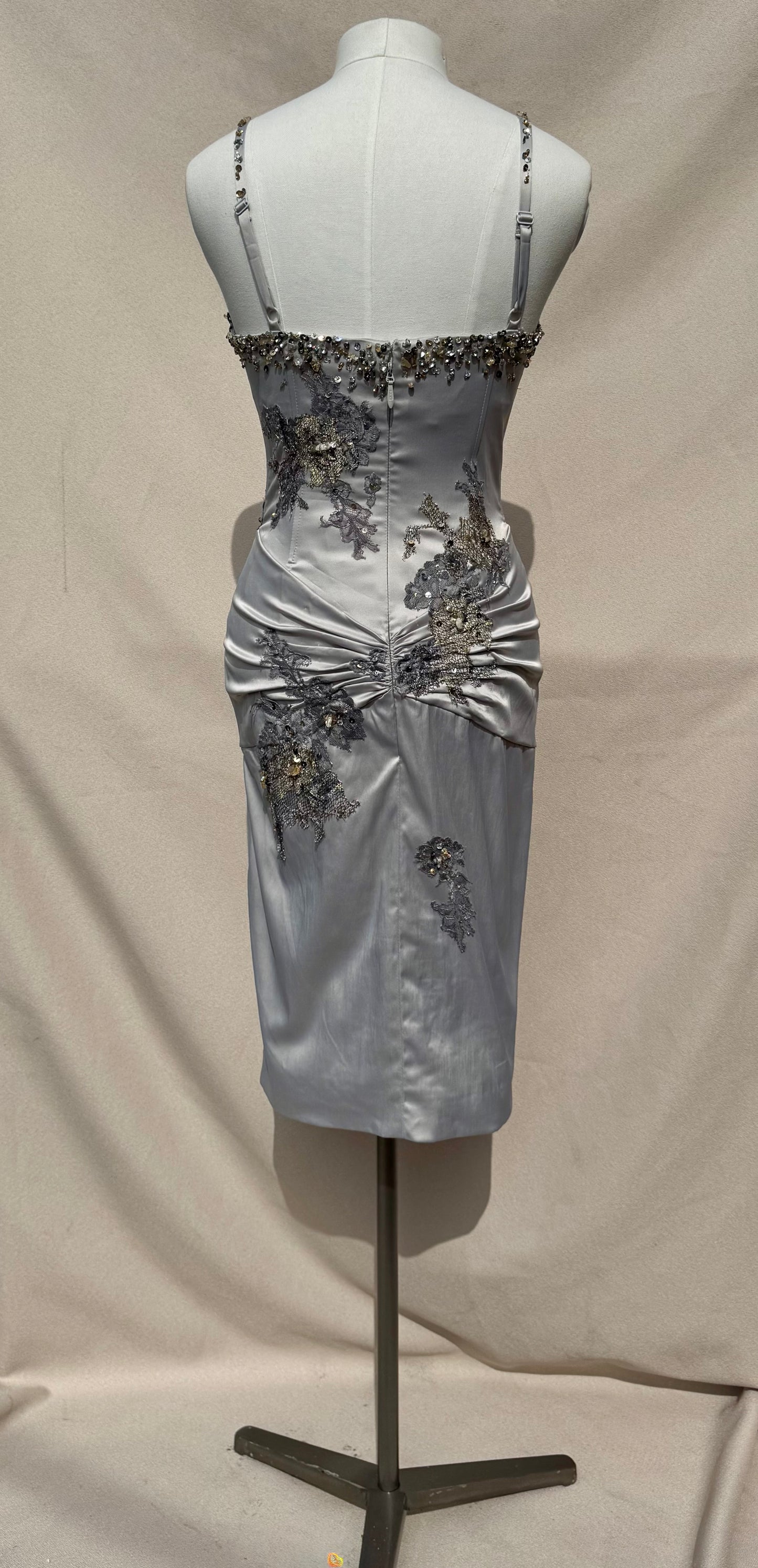 Y2K Deadstock Mandalay dove gray Midi Dress – Size 4