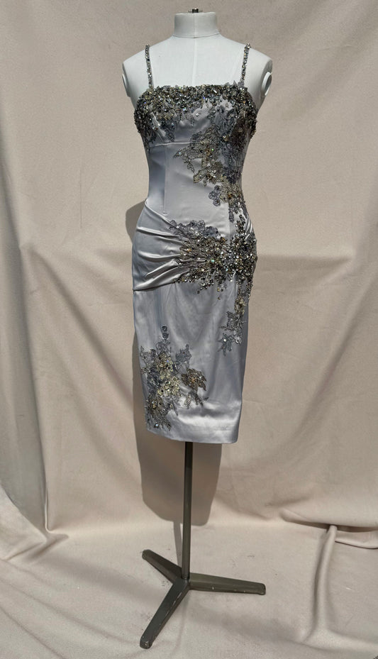 Y2K Deadstock Mandalay dove gray Midi Dress – Size 4