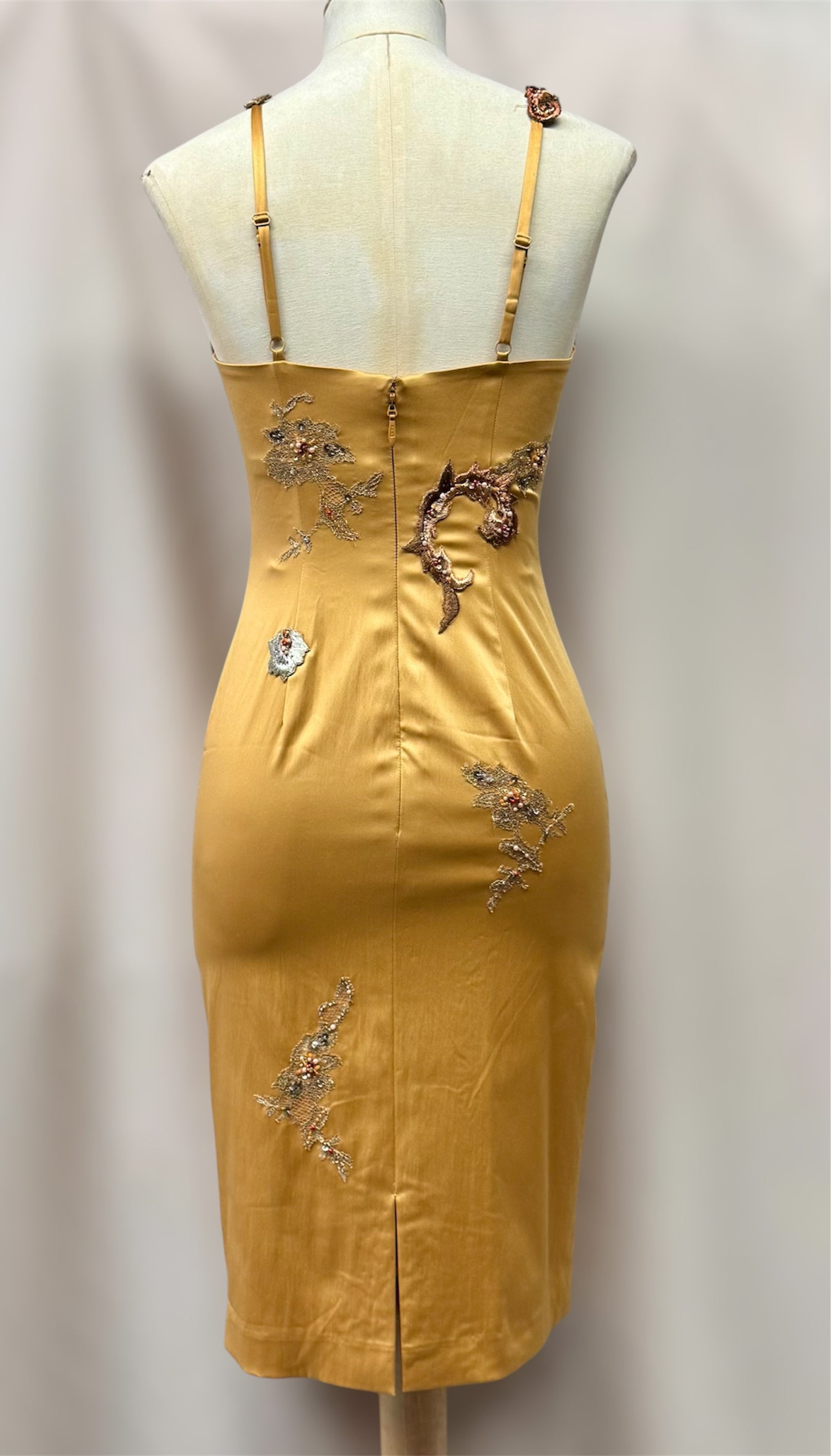 Vintage Y2K Deadstock Mandalay Satin Beaded Dress