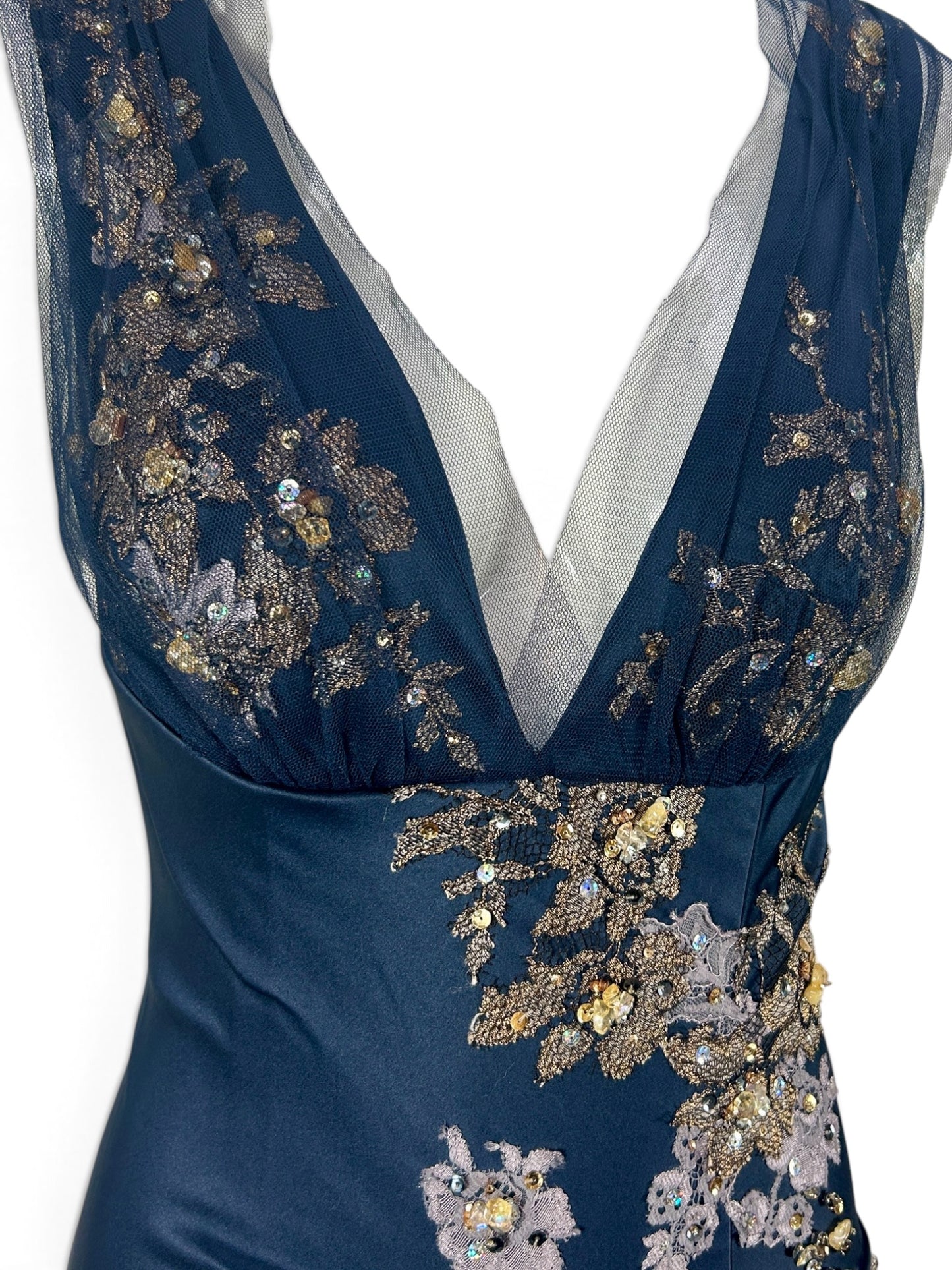 Navy Satin stretch Mandalay dress size 8