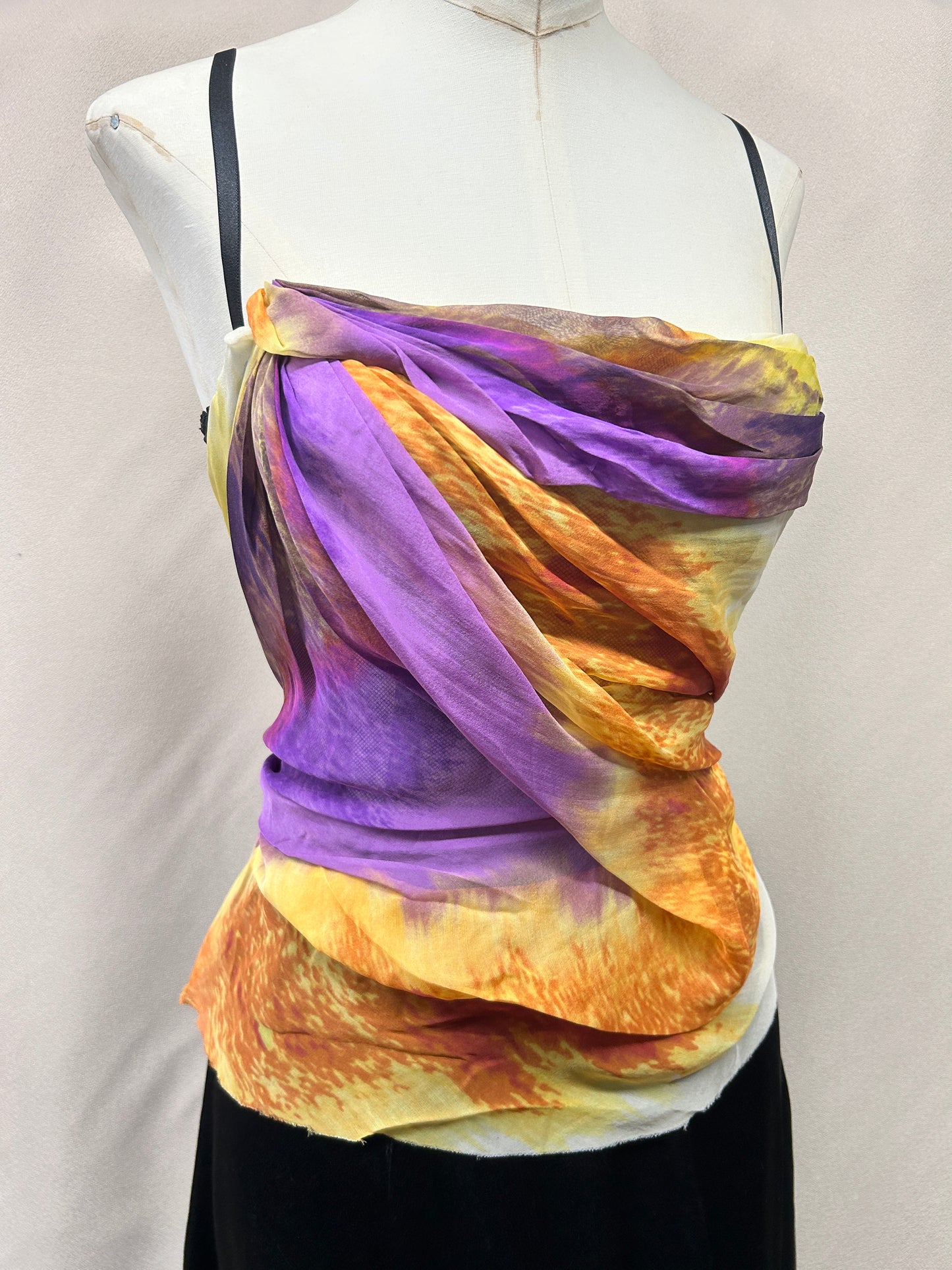 Y2K Deadstock Mandalay Silk Drape Corset Top