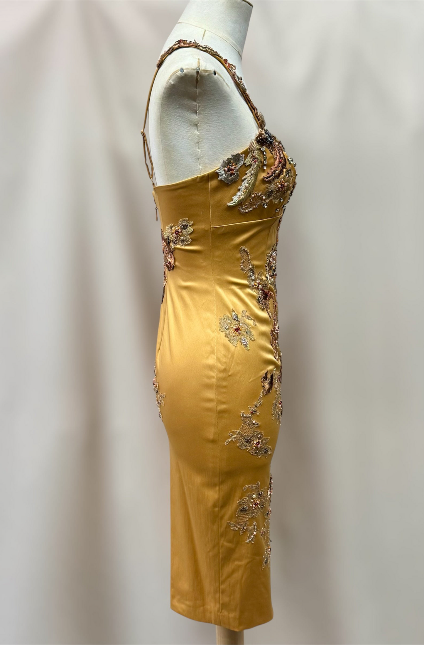 Vintage Y2K Deadstock Mandalay Satin Beaded Dress