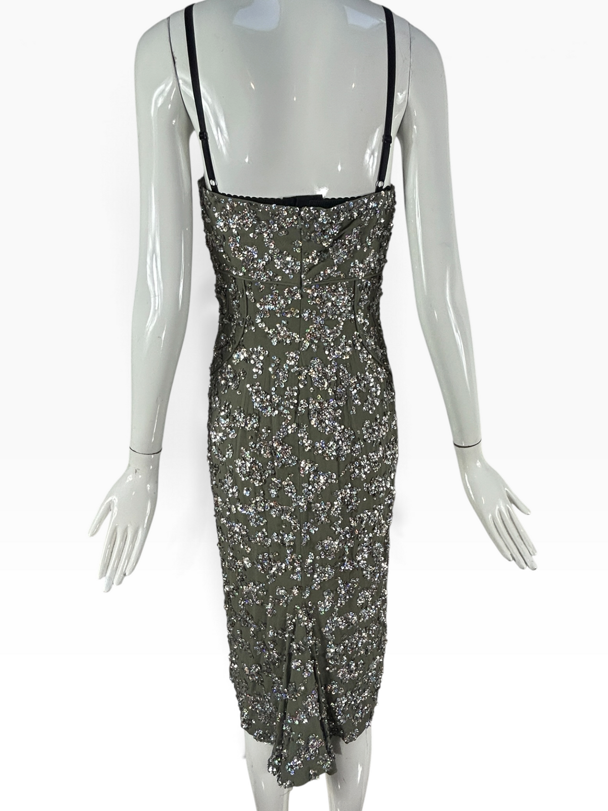 Deadstock Mandalay Silk Chiffon Sequin Dress with Built-In Demi Bra size 6