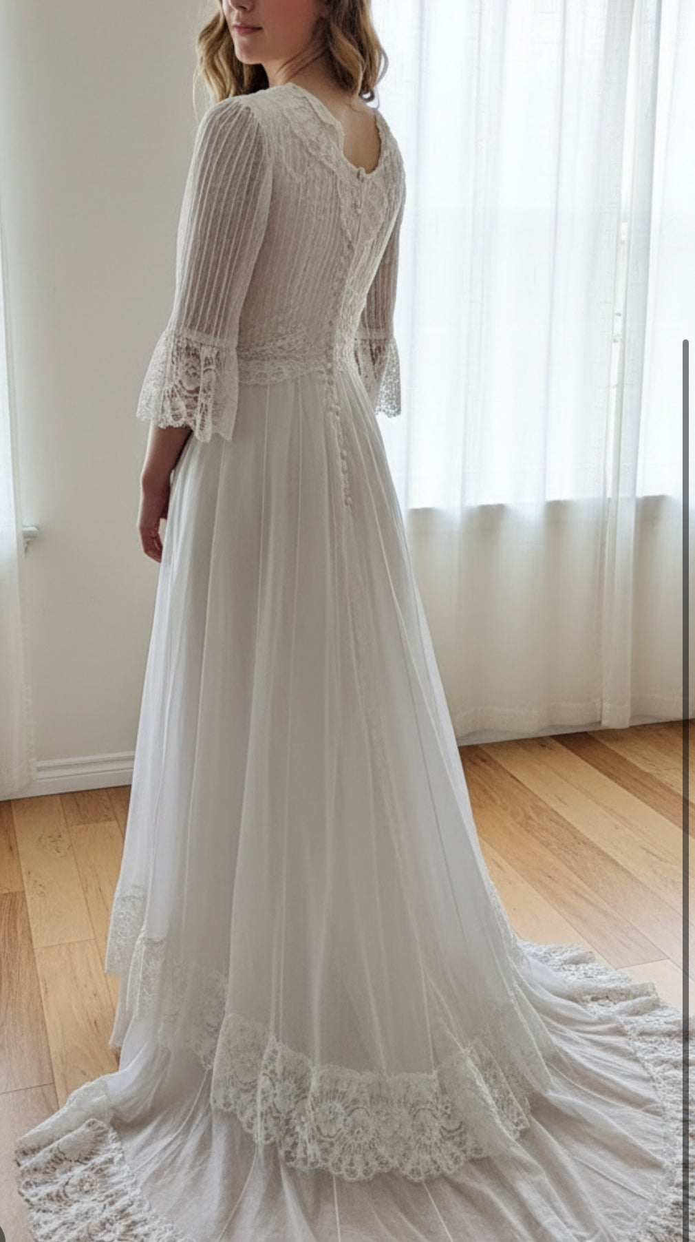 Vintage 1970s Cotton Wedding Dress by Jeanne | Made in Mexico