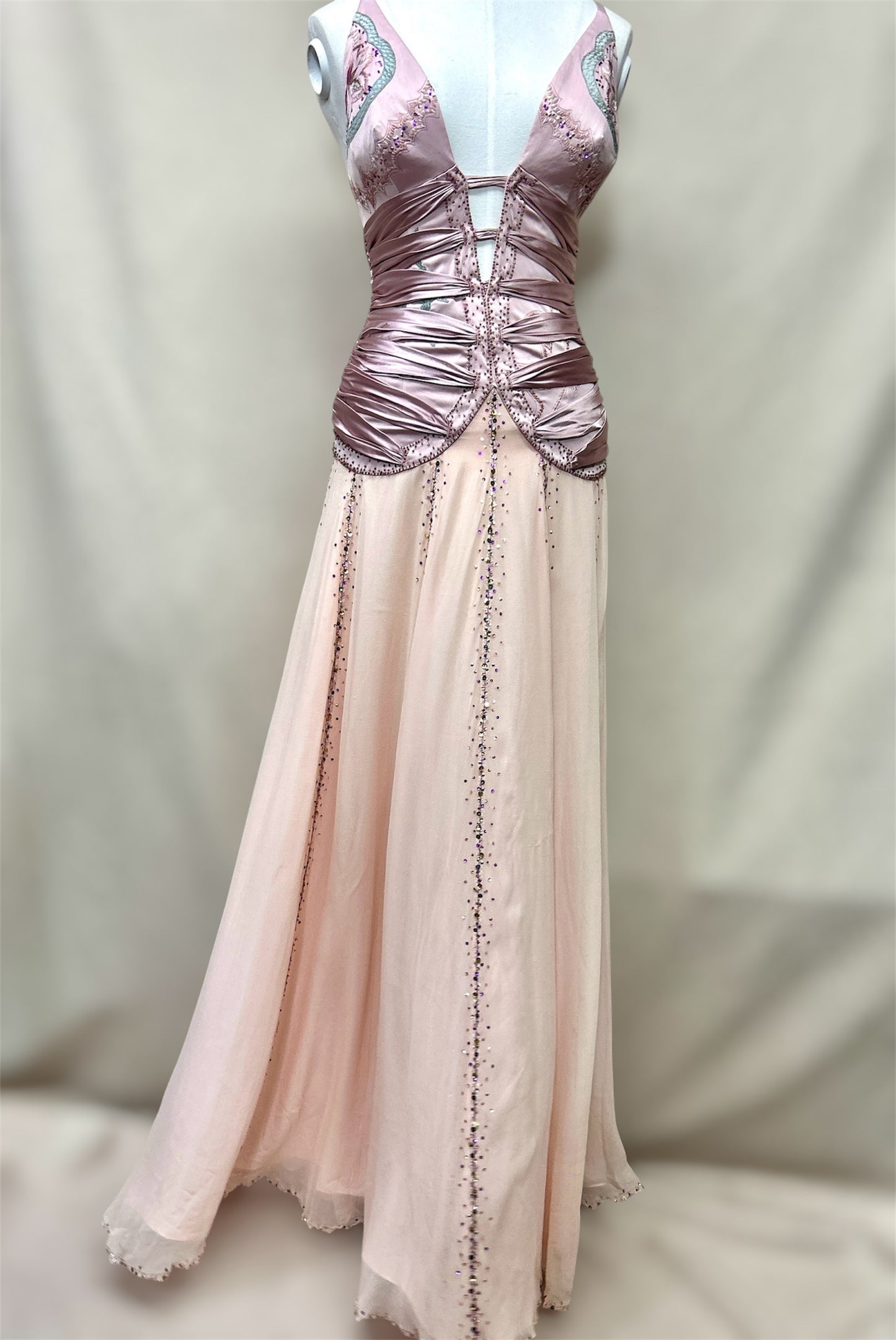 Pink Mandalay beaded gown. Size 6
