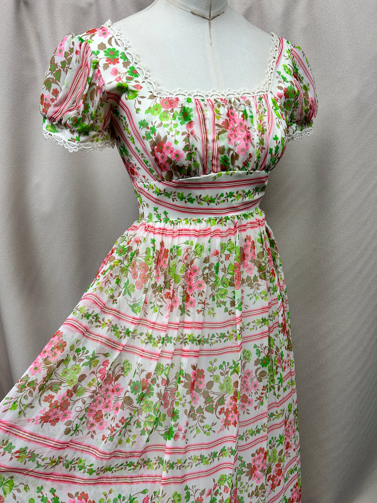 Vintage Regency Revival Floral Maxi Dress – Bridgerton-Inspired Romance
