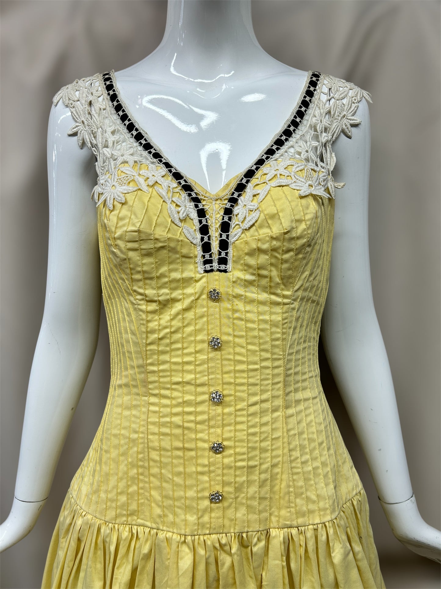 Vintage 1950s Taffy of California Yellow Cotton Dress