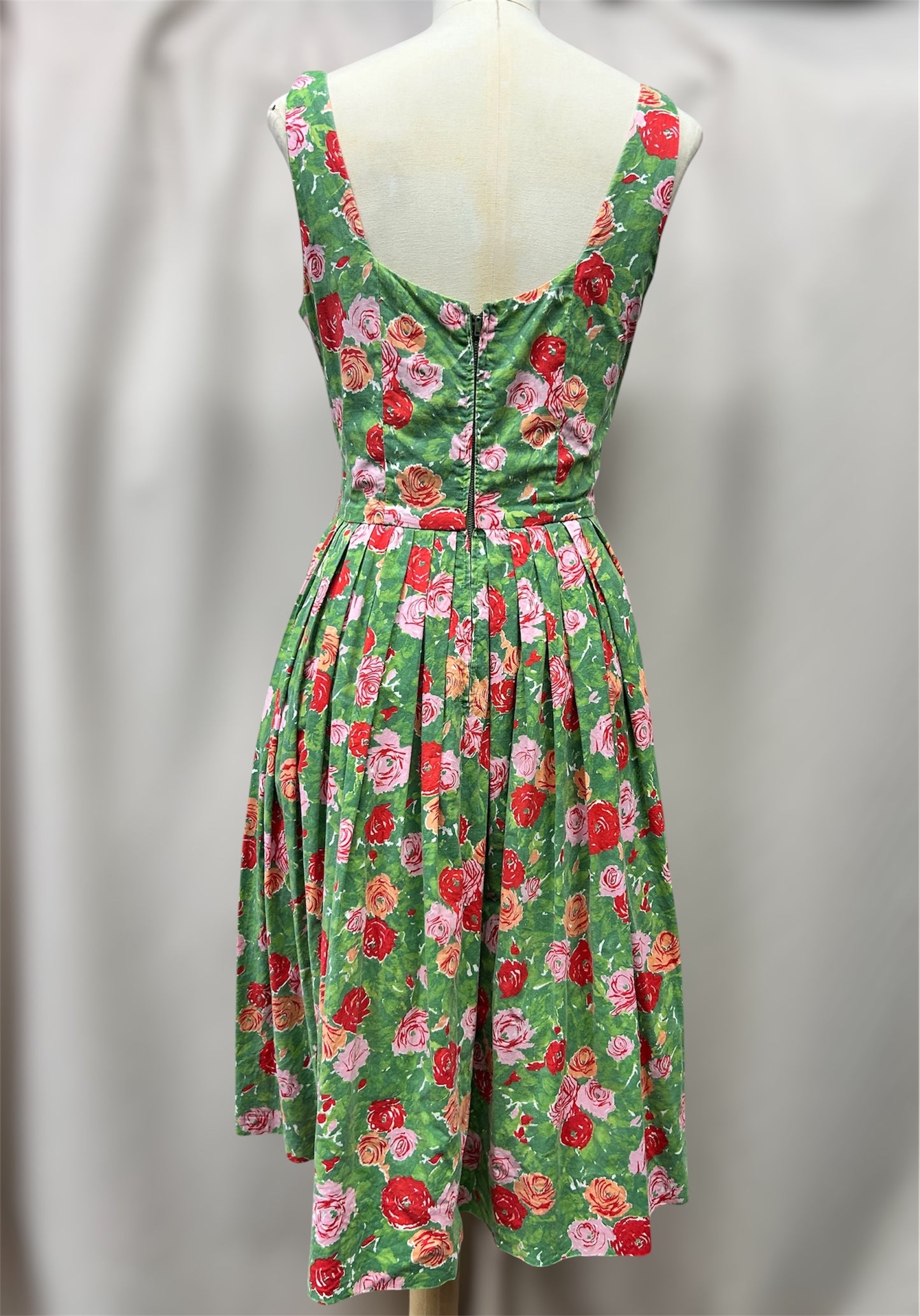 1950s Rose Print Cotton Day Dress
