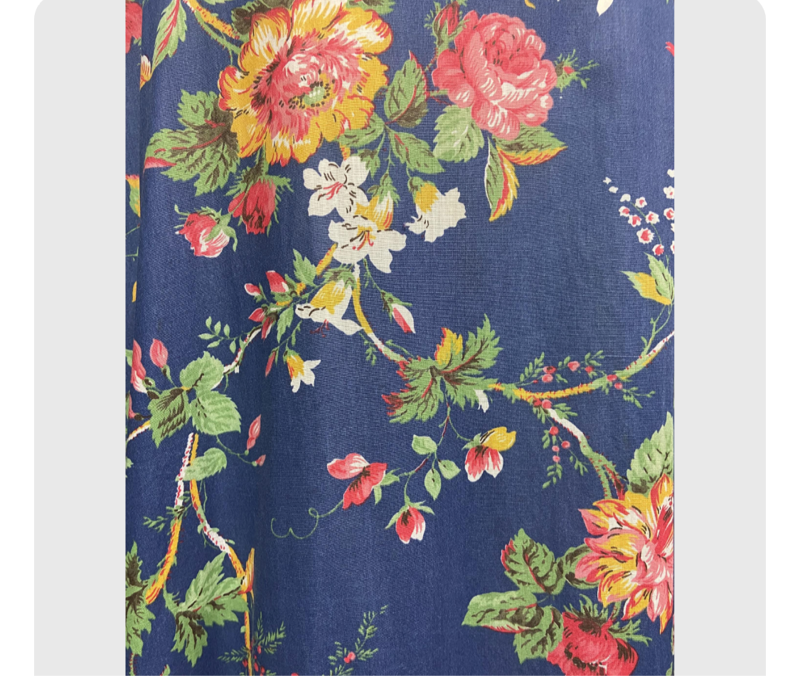 70’s Floral Cotton Maxi-Dress with Short Sleeves and Swiss Waist