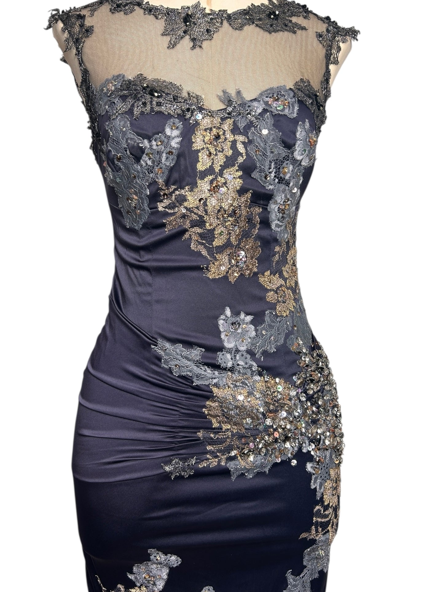 Deadstock Mandalay Midnight Slate Embellished Dress – Size 8
