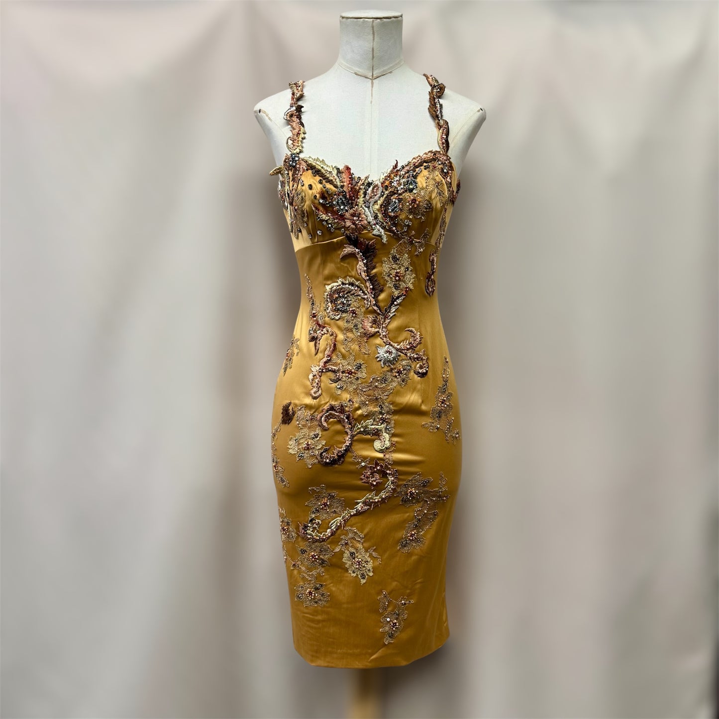 Vintage Y2K Deadstock Mandalay Satin Beaded Dress