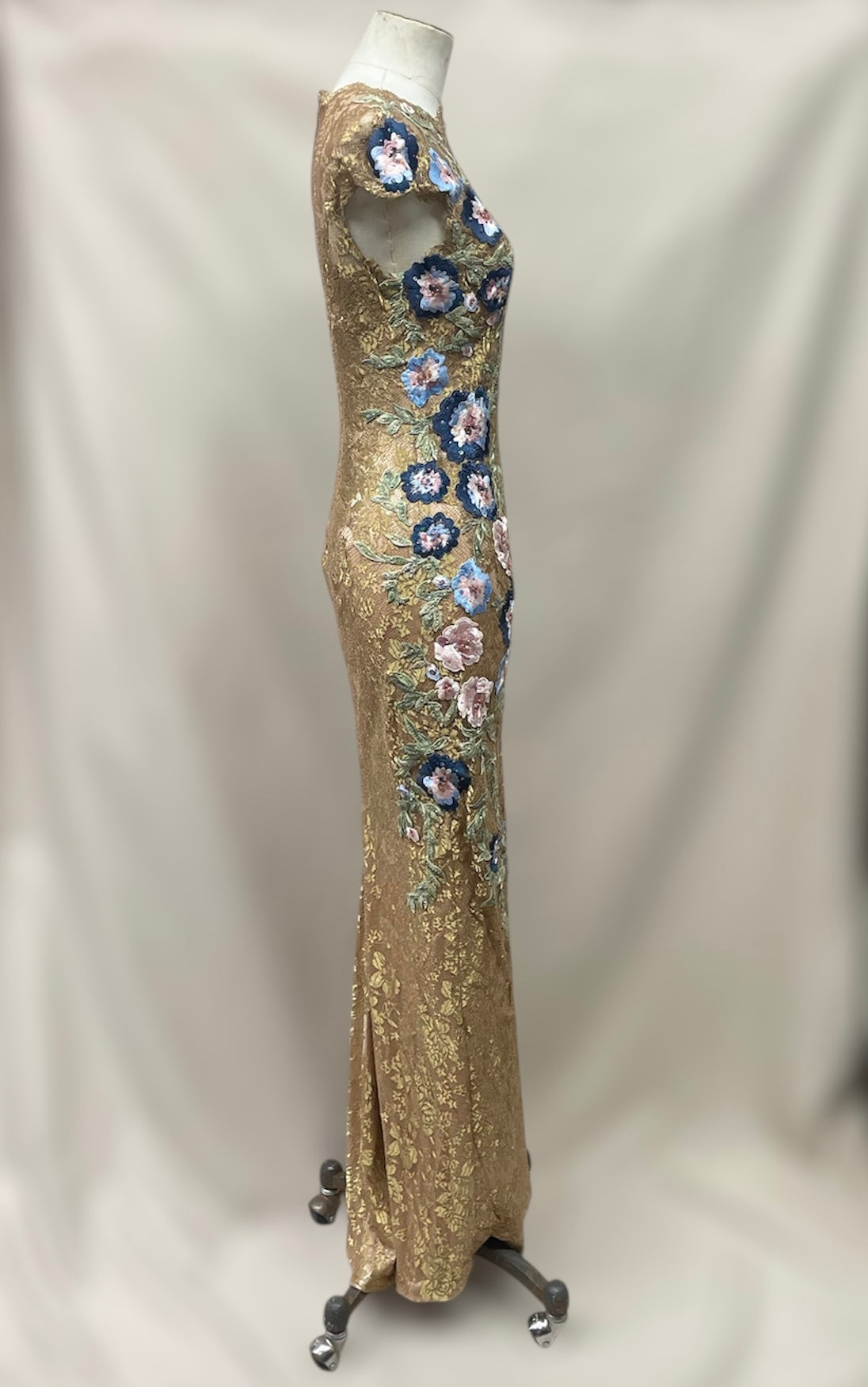 Vintage Deadstock Y2K Mandalay Gold Lace Maxi Dress size 6