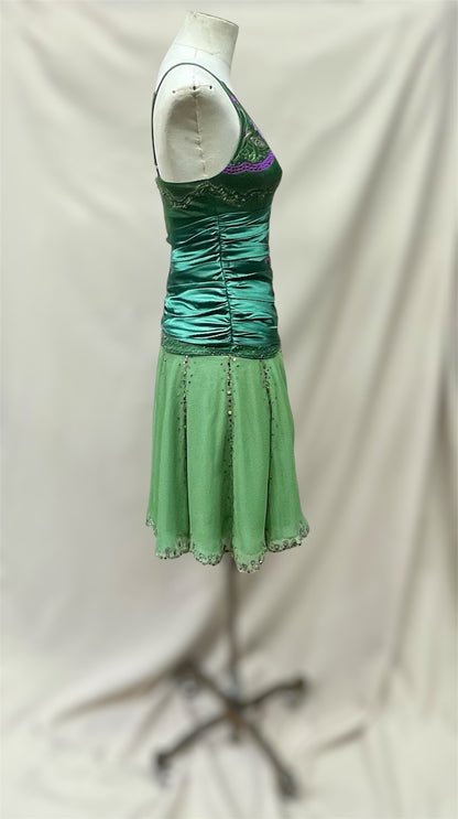 Deadstock Y2K Mandalay green Sharon Midi Dress – Size 10