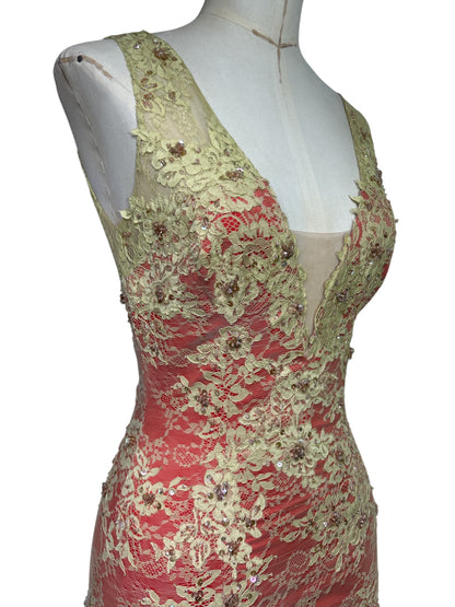 Deadstock chartreuse Lace Mandalay Dress – Size 4/6