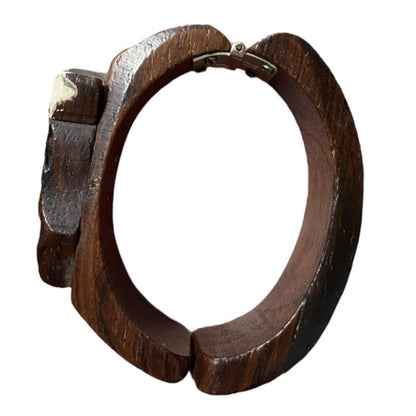 RARE WWII Era Wooden Clamp Bracelet with Carved Sailor’s Face