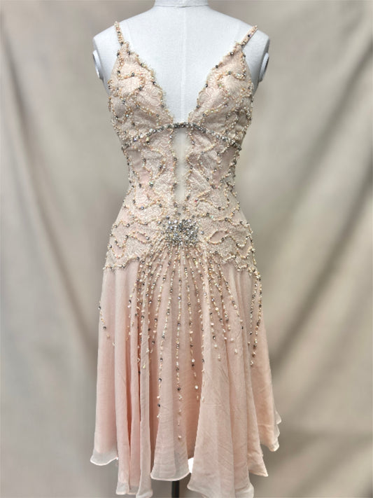 Baby pink Silk beaded Mandalay dress size 4