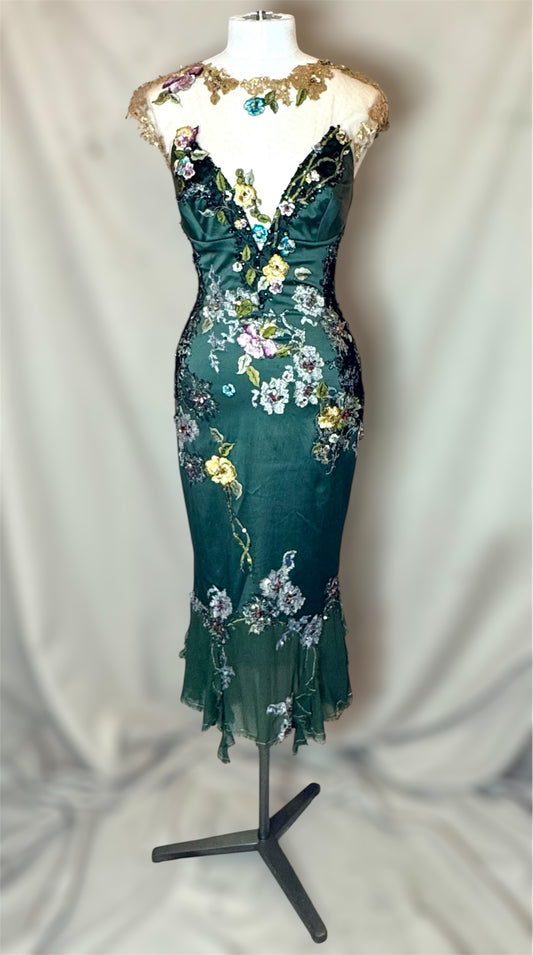 Vintage Deadstock y2k Mandalay green dress sz 6