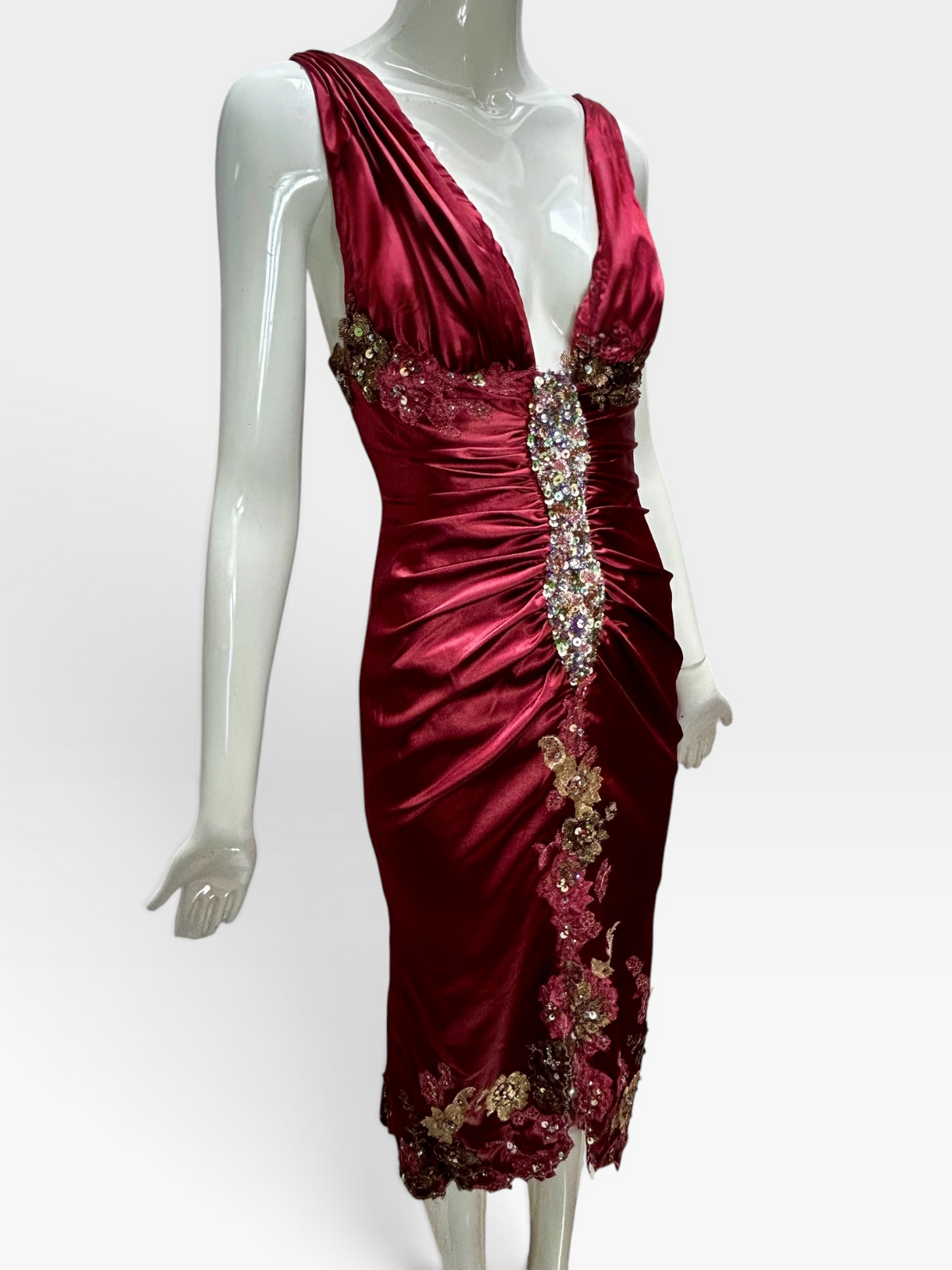 Ruby red satin stretch Mandalay dress size 6