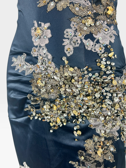 Navy Satin stretch Mandalay dress size 8