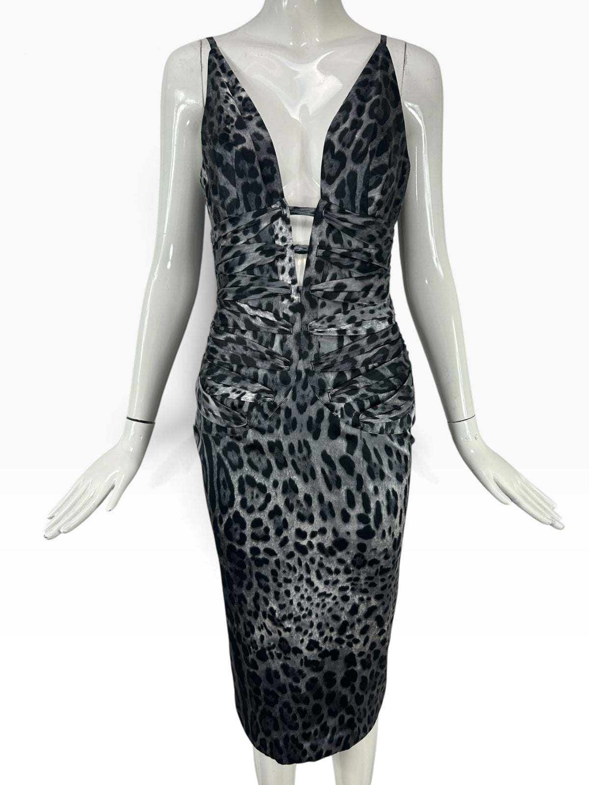 Deadstock Mandalay Leopard Print Plunging Neckline Dress – Size 8