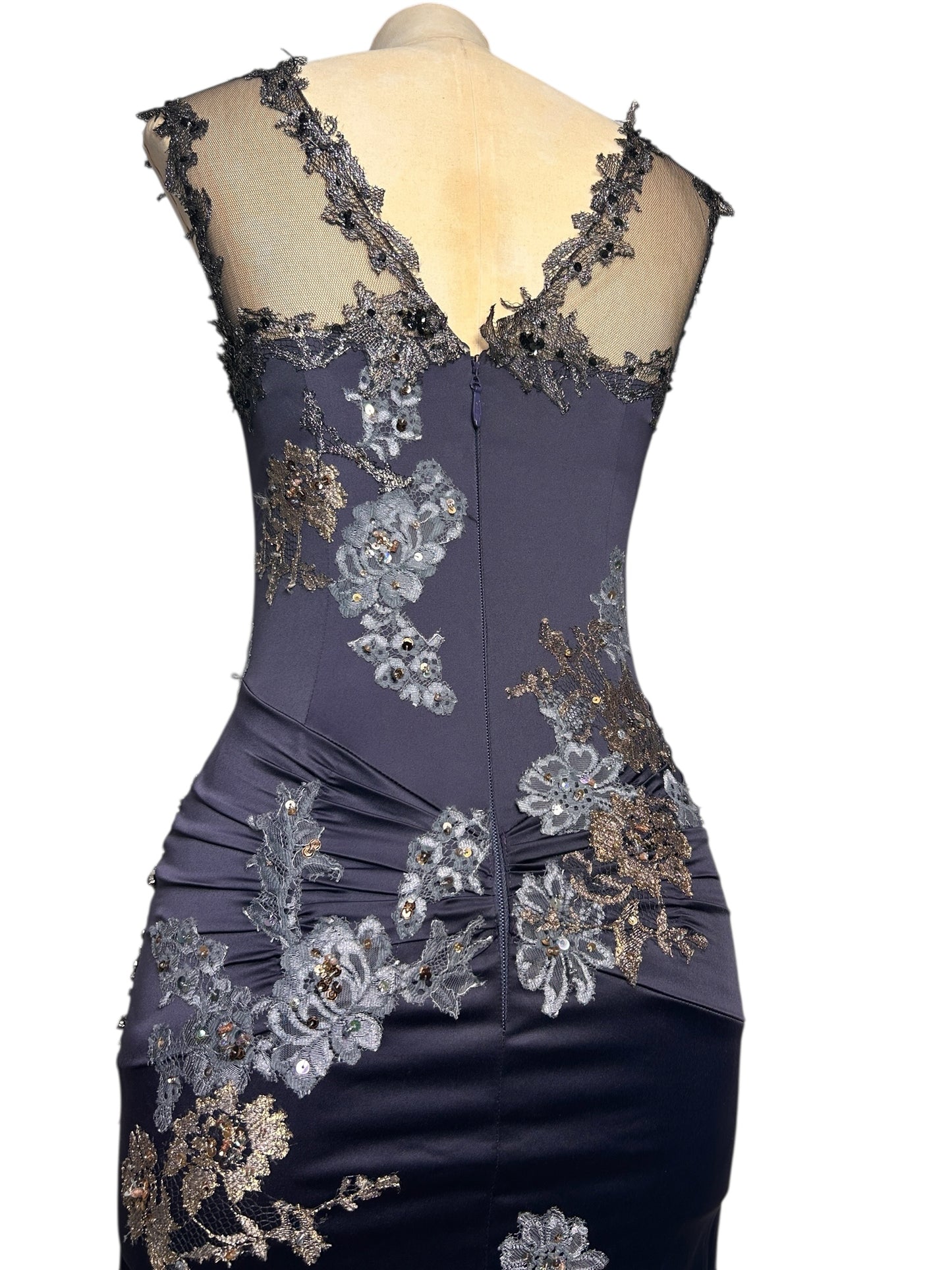 Deadstock Mandalay Midnight Slate Embellished Dress – Size 8