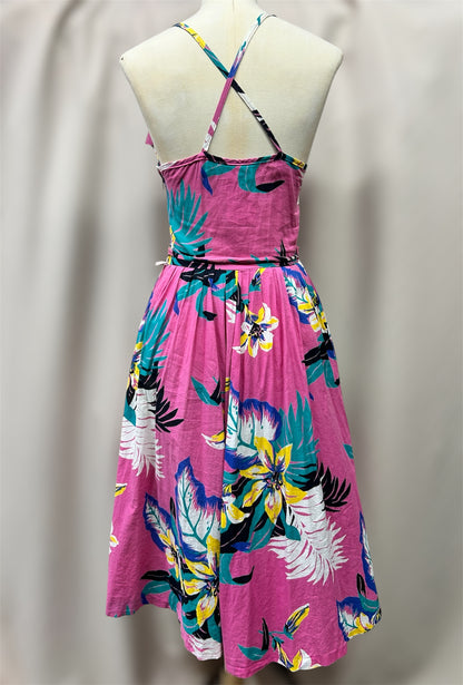 1980s Tropical Print Sundress with Pockets