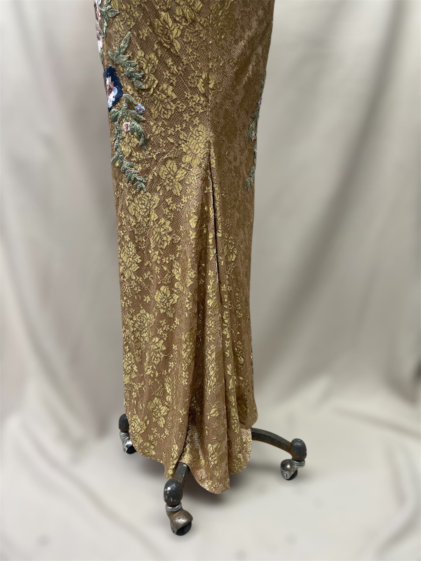 Vintage Deadstock Y2K Mandalay Gold Lace Maxi Dress size 6