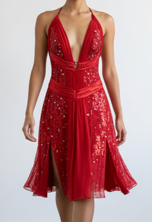 Y2K Mandalay Deadstock red Mini Dress – Size 10